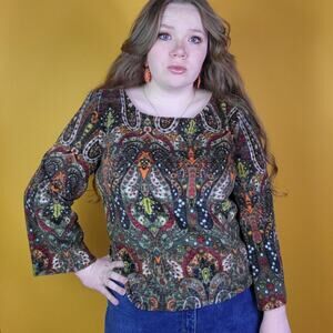 Handmade Soft Paisley Fleece Sweater, L